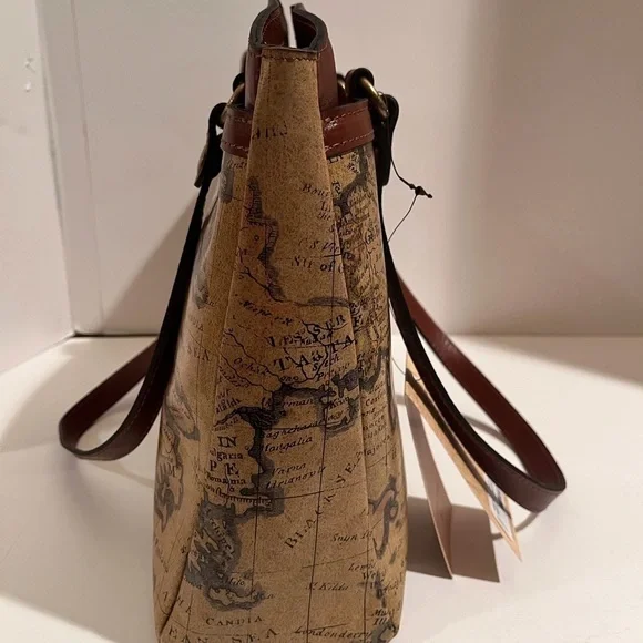 NWT Patricia Nash Leather European Map Collection Poppy Tote - Picture 6 of 15